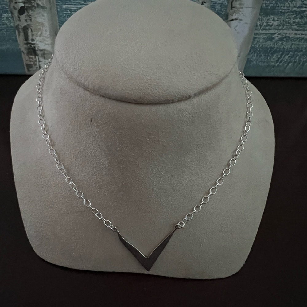 Sterling Silver Necklace with Chevron Pendant
